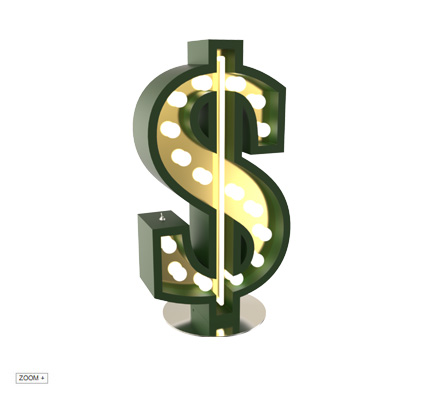 $ Symbol Graphic Lamp Delightfull Love Happens