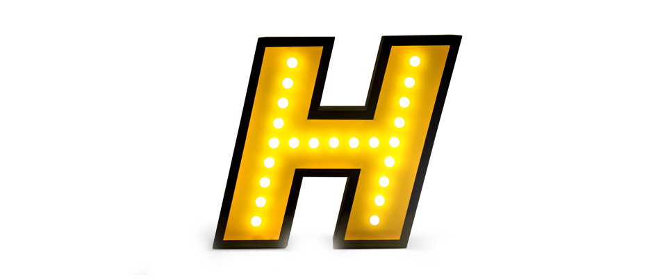 H Letter Graphic Lamp Delightfull Love Happens