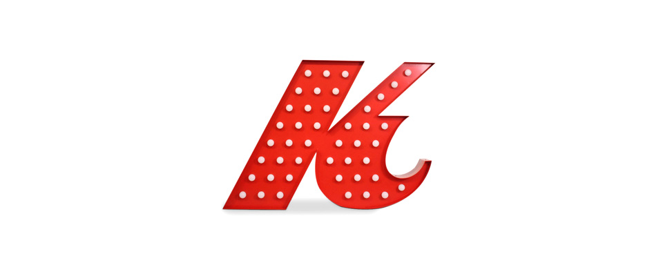 K Letter Graphic Lamp Delightfull Love Happens