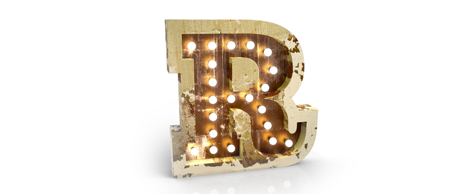 R Letter Graphic Lamp Delightfull Love Happens