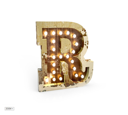 R Letter Graphic Lamp Delightfull Love Happens